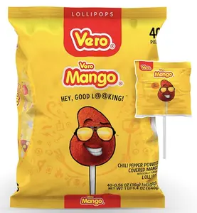 Vero Mango, Chili Covered Mango Flavored Lollipops, 40 Pieces