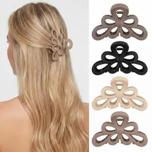 4 count Matte Flower Claw Clips,Large Hair Claw Clips For Women Thick HairNon Slip  Hold For Thick Thin Hair, Accessories For Women Girls Gifts, 4Colors