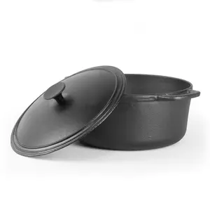 Commercial Chef 6.6-Qt. Dutch Oven with Lid, Pre-Seasoned Cast Iron, Integrated Handles, Works on All Cooktops Including Induction, CHCI660