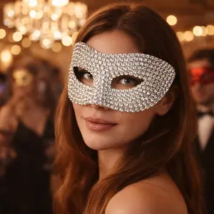 New Party Mask High-End DIY Rhinestone Ballroom Bar Carnival Party Dance Performance Mask Prop Suitable for Man and Women