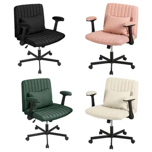 Explorinox Cross-Legged Office Chair with Wheels & Adjustable Flip-Up Arm Ergonomic Design Thick Cushion Wide Seat for Home Office Apartment