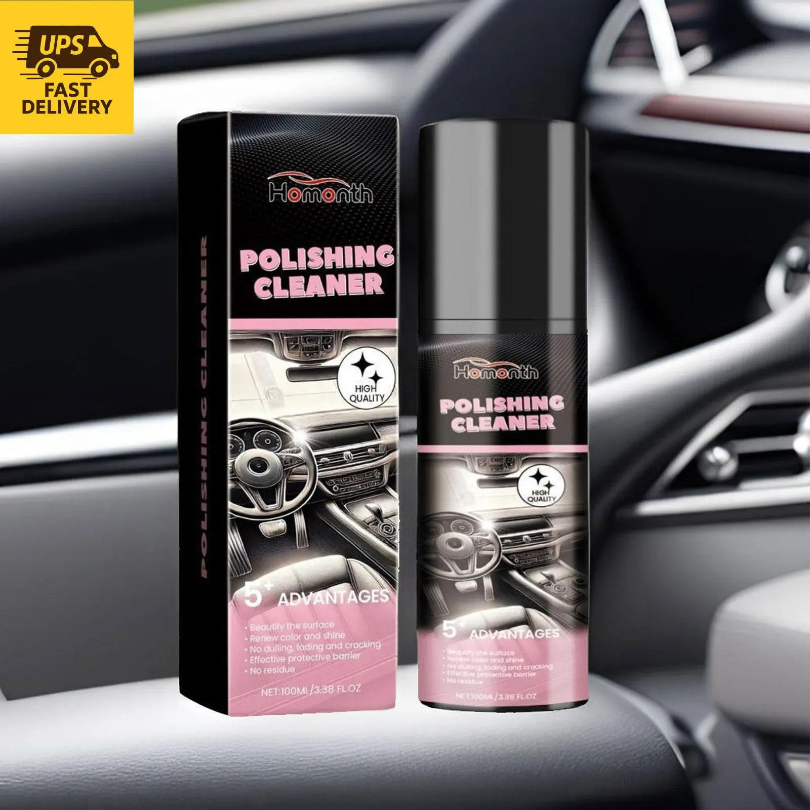100ml Interior Renewal Polish - Car Detailing Cleaner, Car Upholstery Cleaner, Dashboard Cleaner That Lifts Stains & Restores Shine