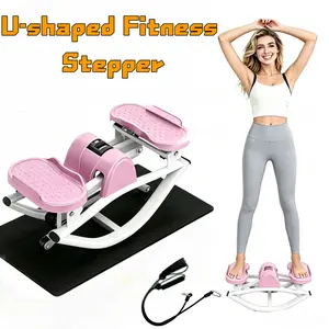 U-Shaped  Stepper with Resistance Bands, Silent Mini Stair Stepper for Home Full  Workout