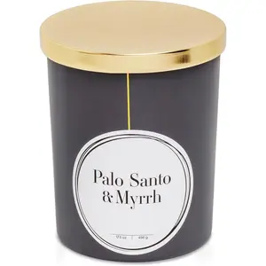 QUALIA Scented Candle 17.5 oz – Large Tumbler with Dual Wicks, 110-Hour Burn Time, Long-Lasting Fragrance, Ideal for Home Decor or Holiday Gifting (Black, Palo Santo & Myrrh)