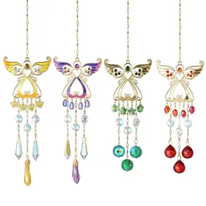 Colorful Angel Crystal Prism Sun Catcher Rainbow Maker with Light, Home Decor Rainbow-Colored Hanging Ornament for Bedroom, Window Glass, Ideal Gift, Rainbow-Colored Hanging Decor