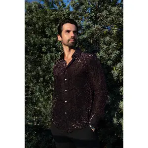 Buoy Up Long Sleeve Shirt - Floral Print Cotton Fabric for Men in Beige, Suitable for Casual Wear Menswear Top Classic Soft Stylish