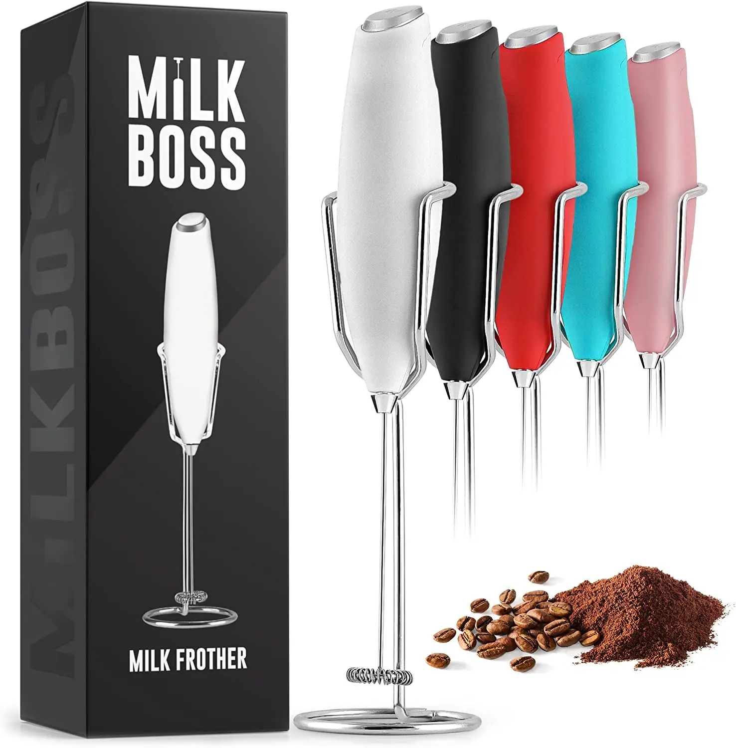 Matcha Whisk - Handheld Electric Stirrer - Frother Wand & Drink Mixer - Durable Stainless Steel - White Ultra Stand
