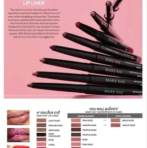Mary Kay Waterproof Lip Liners - Long-lasting Lipstick in 9 Supersaturated Shades
