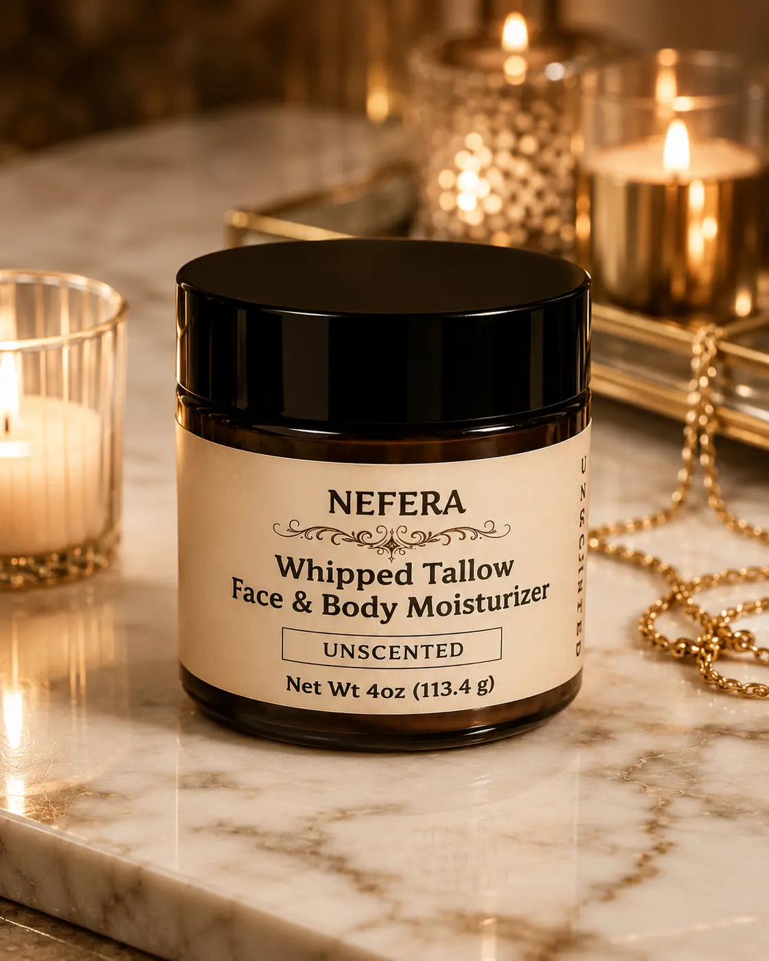 NEFERA Pure Unscented Whipped Tallow Moisturizer (4oz)