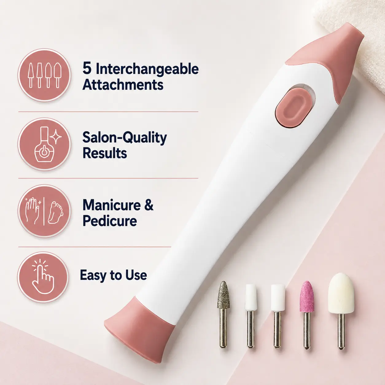 Equate Electric Total Nail Care System with 5 Attachments for Nail Care