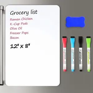 Magnetic Dry Erase Board for Fridge - 12"x8" Refrigerator Whiteboard with 4 Markers & Eraser | Flexible Kitchen Organizer, Memo Board, Planner (1 Pack, Clear)