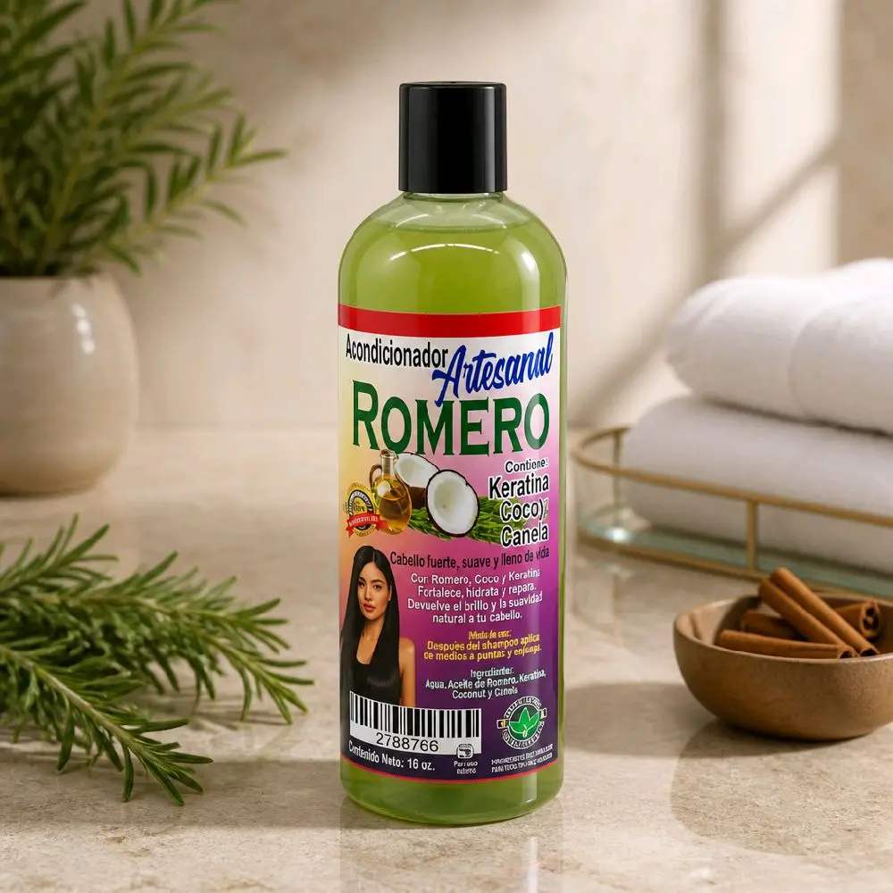 Acondicionador Artesanal - Romero , Keratina , Aceite De Coco Y Canela 16Oz