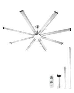 VEVOR 84 In Ceiling Clooer  Fan with Light,  6-Speed Remote Control, Dimmable 3-Color Temperature, Reversible DC Motor, Low Profile Flush Mount Fan for Bedroom, Living Room, Indoor/Outdoor Use, Brushed Nickel