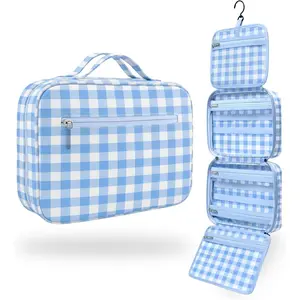 Toiletry Bag [TSA-Approved]  Makeup Organizer Bag,  Travel Bags for Women, Makeup Case Toiletries Organizer Hygiene Bathroom Shower  - Blue Gingham