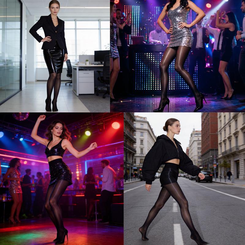 2pairs-Women's Shiny Sheer Tights High WaistSilk Comfort Stockings Oil Shimmery NylonsPantyhose Silky Spandex Elastic Dressy Legwear