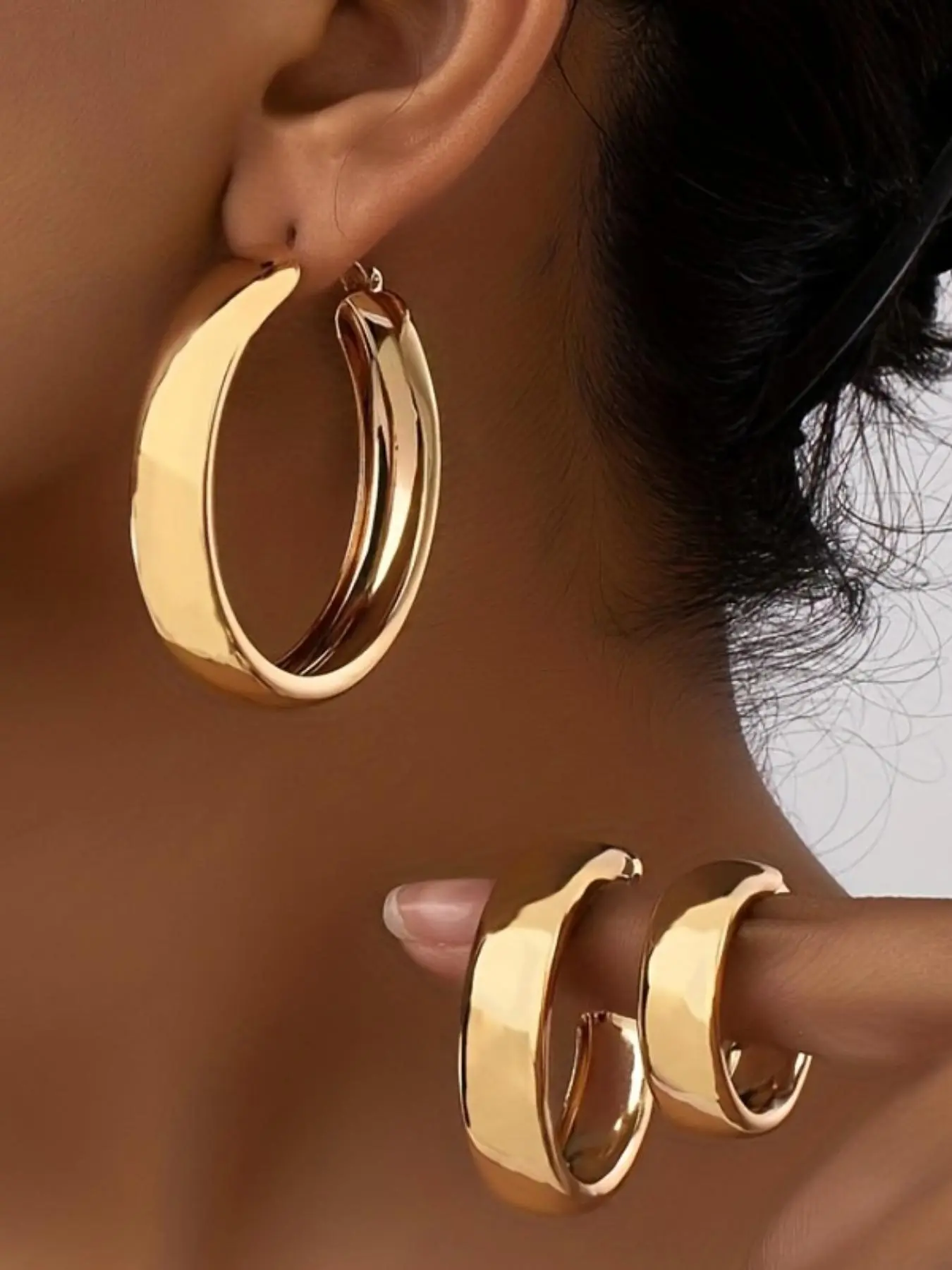 3 Pairs Women's Simple Style Plain Color Hoop Earrings Set, Casual Trendy Hoop Earrings, Fashionable Jewelry Accessories for Women for Daily & Party Decoration, Lightweight Earring