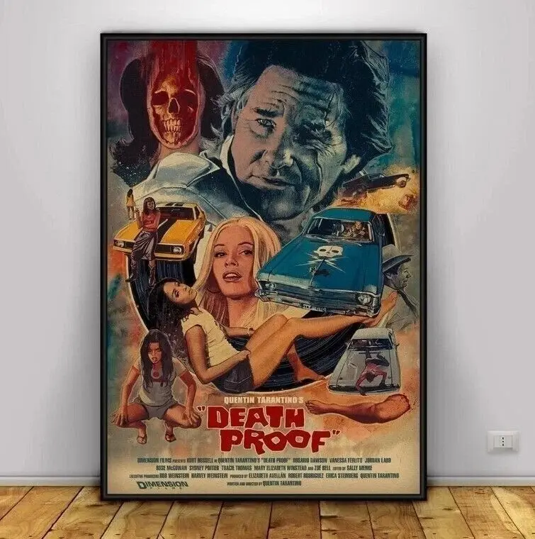 Death Proof Movie Poster - Quentin Tarantino Film Print, Home Decor Wall Art for Living Room Bedroom