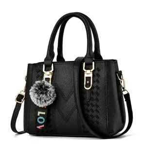 Fashionable Faux Leather Tote Bag, Black Color, Suitable For Daily Commute, Party, Shopping, And Gift