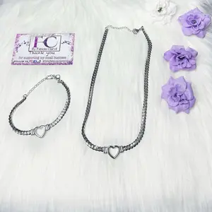 FcbyFabiolaclairvil 2pcs/Set Stainless Steel Chain Necklace