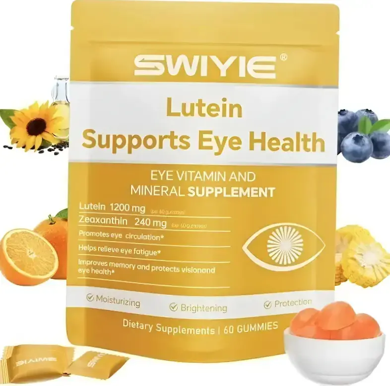 Eye Health Gummies for Adults Lutein 1200mg Zeaxanthin 240mg Vision Support Supplement with Blueberry and Sunflower Extract Relieve Eye Fatigue Moisturize Brighten Protect Memory Booster 60 Count Resealable Pouch