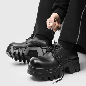 Couple Style Platform Casual Leather Shoes Fashion Low Top Height Boosting