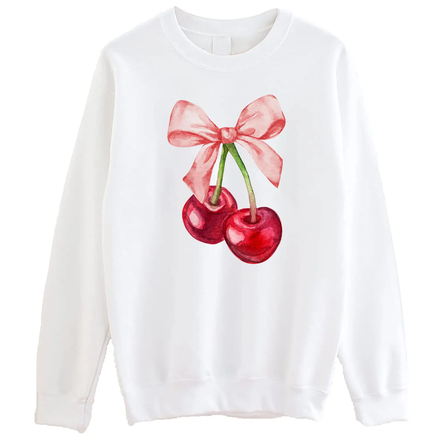 Coquette Sweatshirt, Cherry Bow Sweatshirt, Vintage Sweatshirt, CottageCore, Bow Crewneck, Girly Sweater