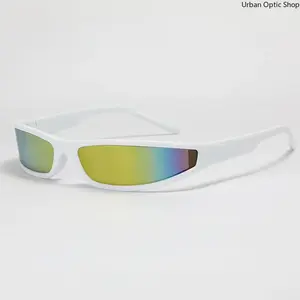 Retro Y2K Cyberpunk Narrow Sunglasses for Men Women, Futuristic Wrap Around Sports Sunglasses, UV400 Protection Trendy Wrap Shades for Cycling, Streetwear & Outdoor