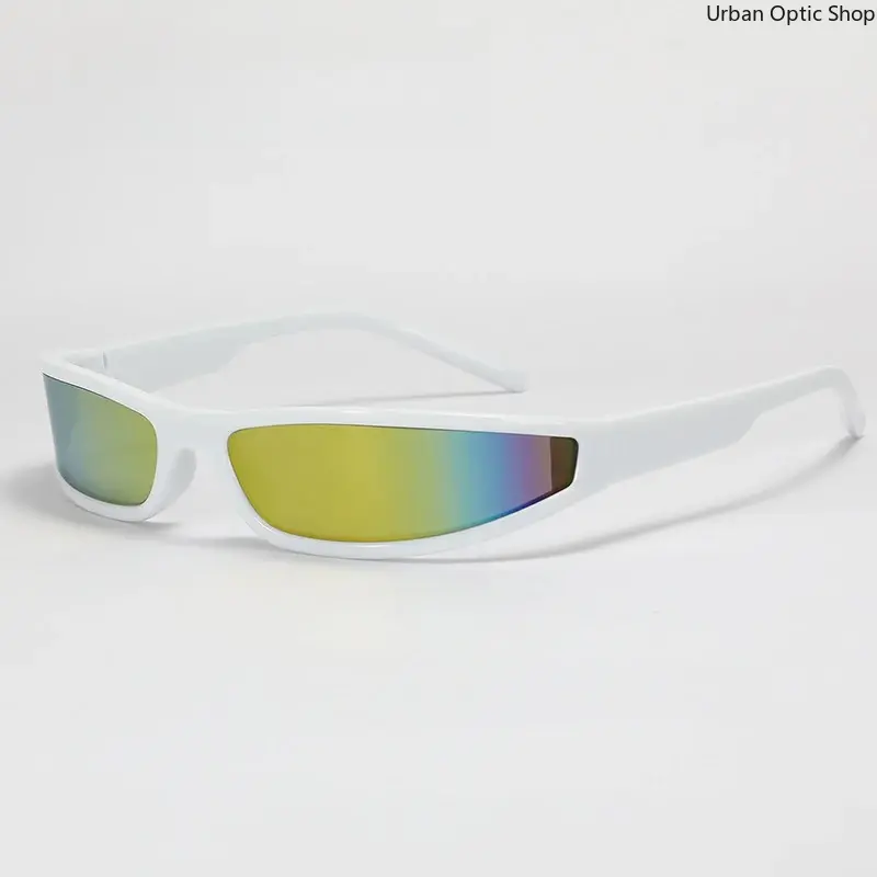 Retro Y2K Cyberpunk Narrow Sunglasses for Men Women, Futuristic Wrap Around Sports Sunglasses, UV400 Protection Trendy Wrap Shades for Cycling, Streetwear & Outdoor, Sunglasses For Women, Men's Sunglasses