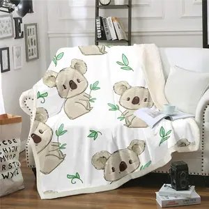Koala Fleece Blankets,Cute Animal Pattern Blanket,Cartoon Koala Printed Throw Blanket,Nature Theme Sherpa Blanket for Couch Bed Sofa 30"x40"
