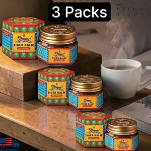 Tiger Balm Red Extra Strength Herbal Ointment 0.71oz / 21ml - Packs for Daily Use on Muscles & Joints - Warming Formula with Camphor & Menthol - Ideal for Gym & Travel