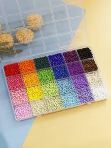 24 Color 3mm Bead Kit, 1 Box 24 Grid Bead Kit, DIY Beads, DIY Jewelry Making Accessories for Bracelet Necklace Earrings, Fashion Accessories for Women & Girls, DIY Beading Accessories, Bead Assortment