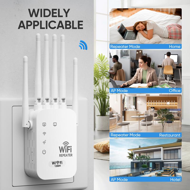 WiFi Extender 2025 6-Antenna Strong Signal, 1200Mbps Dual Band (5GHz/2.4GHz) Booster, Covers 12,000 sq. ft & 100 Devices, Repeater with Gigabit Port & AI Connectivity, Ideal for Home Studios, Remote Workspaces, VR Areas TikTokShopBlackFriday WiFi Extender 2025 6-Antenna Strong Signal, 1200Mbps Dual Band (5GHz/2.4GHz) Booster, Covers 12,000 sq. ft & 100 Devices, Repeater with Gigabit Port & AI Connectivity, Ideal for Home Studios, Remote Workspaces, VR Areas TikTokShopBlackFriday