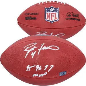 Brett Favre Green Bay Packers Autographed Duke Full Color Football with "95, 96, 97 NFL MVP" Inscription - Fanatics Authentic Certified