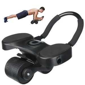 Home Ab Exercise Core Training Universal Elbow Support Phone Stand & Non-Slip Mat with Automatic Rebound Abdominal Workout Wheel Fitness Equipment
