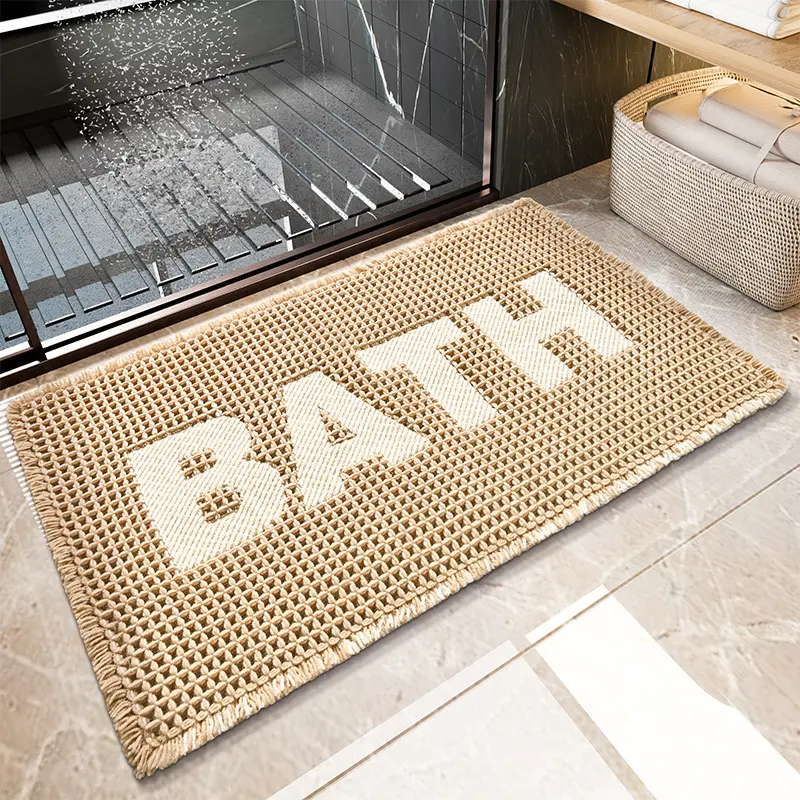 Ultra-Soft Non-Slip Waffle Bathroom Mat, Water Absorbent Plaid Design, Braided Carpet, Cozy Bath Mat, Ideal for Bathrooms & Showers, Bathroom Floor Mat, Bath Mats For Bathroom Non Slip
