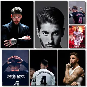 Sergio Ramos Intense Poster Poster Waterproof HD Self-Adhesive Stickers Fade-Proof Wrinkle-Resistant Wall Decor Print Living Room Bedroom Dormitory Cafe Bar Background Wallpaper Decoration Gifts