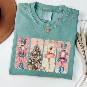 Nutcracker Christmas Vintage T-shirt Women's Holiday Tee Watercolor Holiday Retro Tee Festive Christmas Holiday Party Gift Idea, Full Sizes, Full Colors