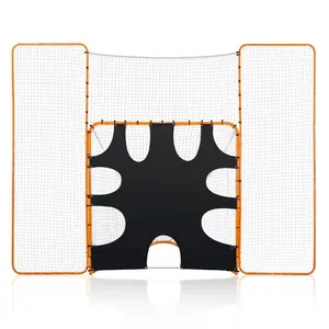 3-IN-1 Lacrosse Goal, 12x9 ft Lacrosse Net with Backstop and Target, Quick Easy Setup Backyard Rebounder Equipment, Steel Frame Training Nets, Suitable for Youth Adult Training, Orange