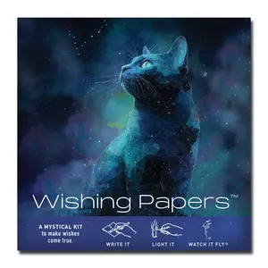 COSMIC CAT Standard Mini WISHING KIT — Write it, Light it, Watch it Fly | Interactive Magical Ritual Kit with Wish Writing Paper Sheets, Launch Platforms & Gold Pencil – Spiritual Creative Activity & Meaningful Gift Set for Dreamers & Stargazers