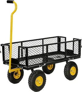 Heavy Duty Garden Cart - 800lbs Load Capacity with 180° Rotating Handle, 10" All-Terrain Tires, Removable Sides for Easy Hauling, Garden Wagon for Yard Work, Outdoor Utility Cart
