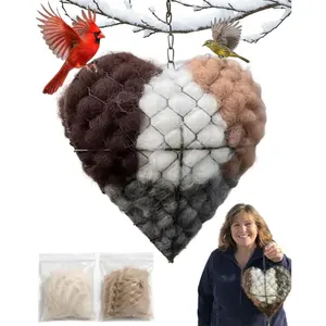 Handmade Alpaca Fiber Bird Nesting Heart| Winter Shelter for Wild Hummingbirds| Garden Yard Art Birdhouse Decor| Perfect Gift for Bird Lovers
