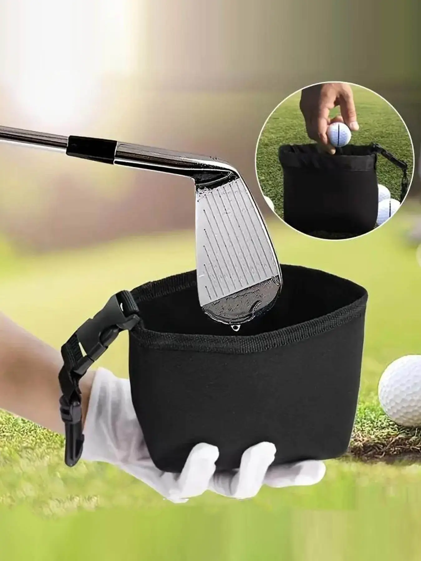 Golf Club Cleaning Bag with Detachable Clip, Portable GolfClub Cleaning Tool, Golf Accessories for Men & Women