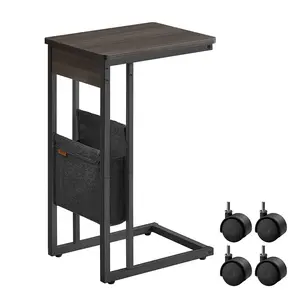 C-Shaped Side Table with Fabric Storage Bag