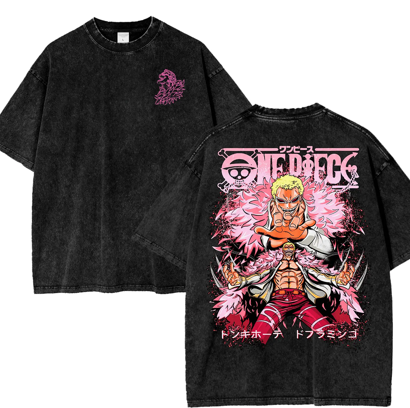 Vingtage 90s Zoro Kaido White Beard Shanks Anime One Piece Wash T-Shirt, Anime Manga Lover Unisex Graphic Shirt, Cotton Top Menswear Womenswear.