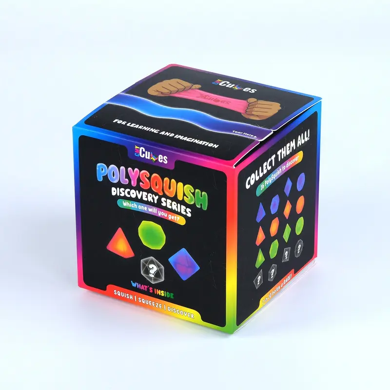 CMY Cubes PolySquish MYSTERY Series Geometric Squishy Collectible - Squishy Hunting Fidget Toy, Firm Gel Core, Fast Rebound, Vibrant Design, Sensory Stress Aid, ADHD Support, STEM Activity Tool, Ages 5+, 16 Collectibles Including Rare Variants