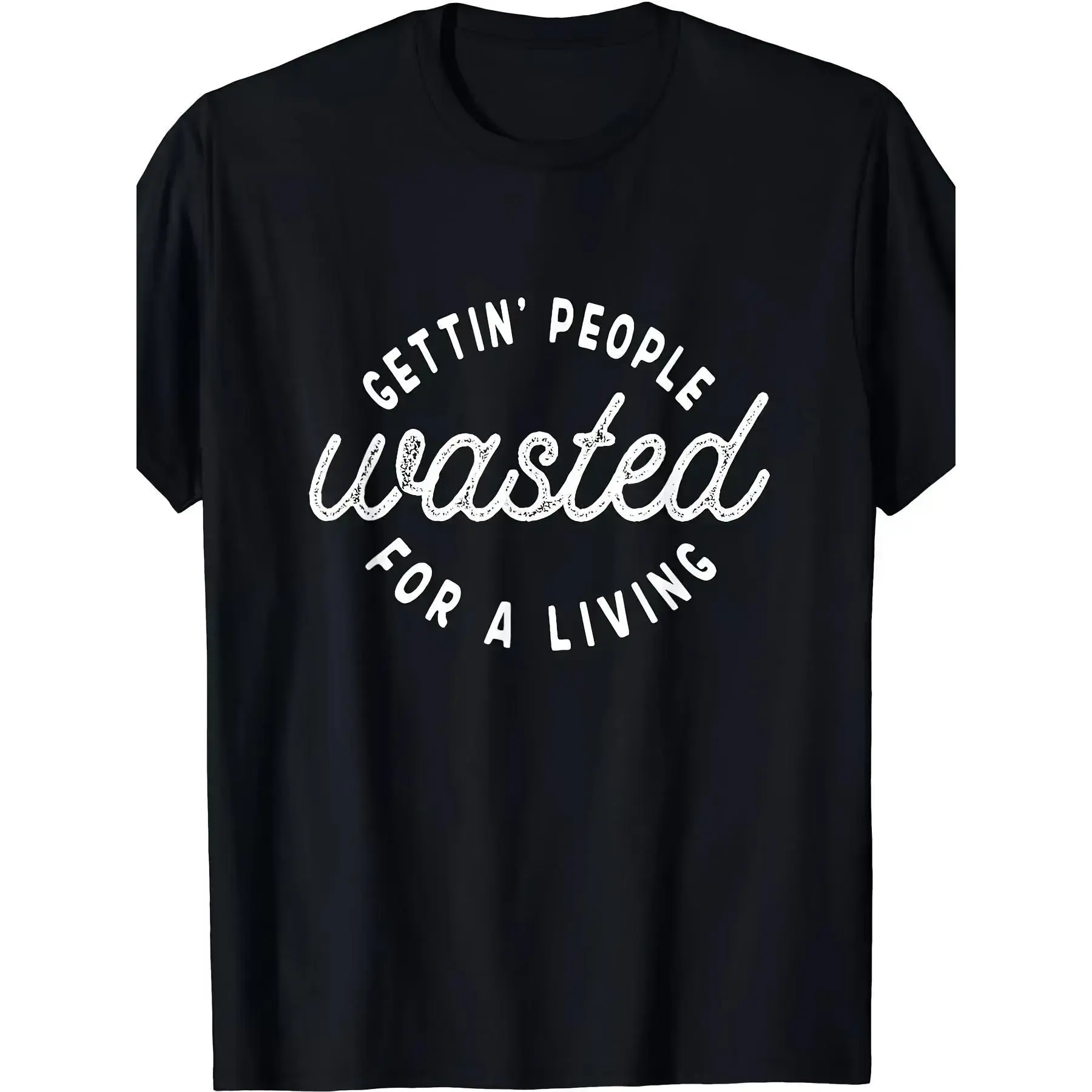 Ultra-Soft Cotton 'Getting People Wasted' Funny Bartending Tee - Breathable, Casual Crew Neck Shirt for Men & Women - Perfect for Summer OutingsArtWearLab