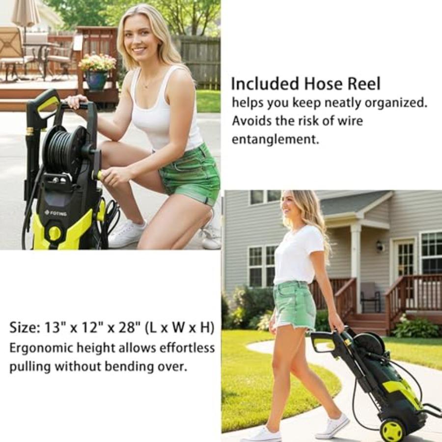 2026New Pressure Power Washer with 4 Quick Connect Nozzles Inlet Hose and Filter Foam Cannon for Cars/Fences/Patios/Home Cleani