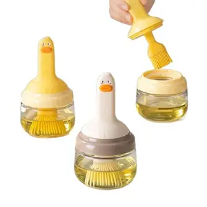 Cartoon Fish Shaped Locking Oil Brush Silicone Kitchen Oil Pot for Barbecue Baking Home Storage Organizer Set Kitchenware Gift