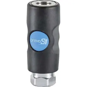 Prevost Industrial Pneumatic Safety Coupler - 1/2" Female NPT, 3/8" Body Diameter, Composite Material, ISI 081203