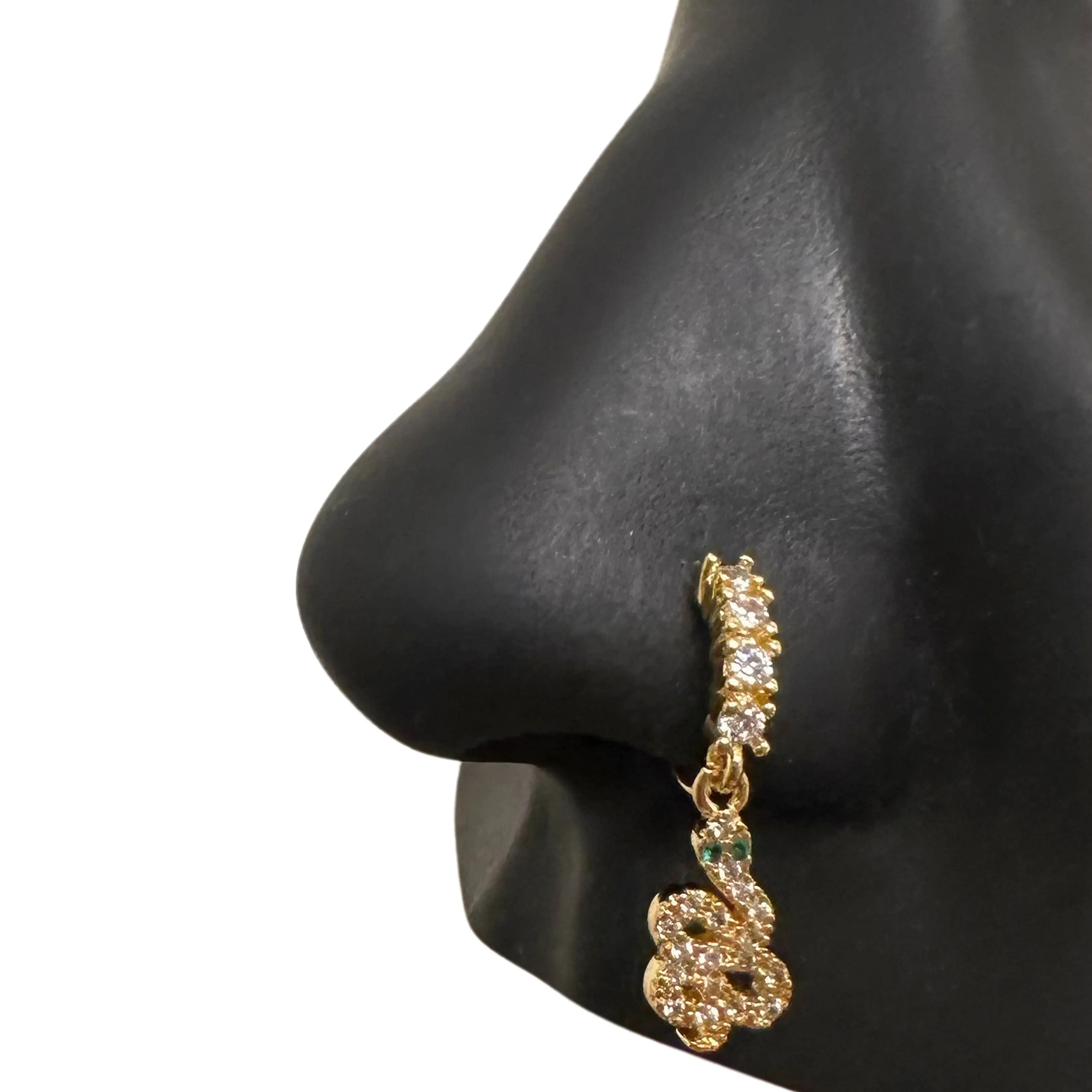 Statement Gold Green Eyed Snake Nose Hoop